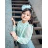 Arshiner Girls Long Sleeve Shirts Chiffon Blouses Swiss Dot Frill Neck Casual Loose Cute Top Tee(Light Green)