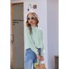 Arshiner Girls Long Sleeve Shirts Chiffon Blouses Swiss Dot Frill Neck Casual Loose Cute Top Tee(Light Green)