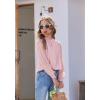 Arshiner Girls Long Sleeve Shirts Chiffon Blouses Swiss Dot Frill Neck Casual Loose Cute Top Tee(Pink)