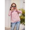 Arshiner Girls Long Sleeve Shirts Chiffon Blouses Swiss Dot Frill Neck Casual Loose Cute Top Tee(Pink)