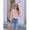 Arshiner Girls Long Sleeve Shirts Chiffon Blouses Swiss Dot Frill Neck Casual Loose Cute Top Tee(Pink)