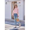 Arshiner Girls Long Sleeve Shirts Chiffon Blouses Swiss Dot Frill Neck Casual Loose Cute Top Tee(Pink)