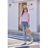 Arshiner Girls Long Sleeve Shirts Chiffon Blouses Swiss Dot Frill Neck Casual Loose Cute Top Tee(Purple)