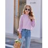 Arshiner Girls Long Sleeve Shirts Chiffon Blouses Swiss Dot Frill Neck Casual Loose Cute Top Tee(Purple)