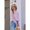 Arshiner Girls Long Sleeve Shirts Chiffon Blouses Swiss Dot Frill Neck Casual Loose Cute Top Tee(Purple)