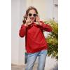 Arshiner Girls Long Sleeve Shirts Chiffon Blouses Swiss Dot Frill Neck Casual Loose Cute Top Tee(Red)