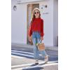 Arshiner Girls Long Sleeve Shirts Chiffon Blouses Swiss Dot Frill Neck Casual Loose Cute Top Tee(Red)