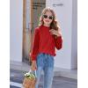 Arshiner Girls Long Sleeve Shirts Chiffon Blouses Swiss Dot Frill Neck Casual Loose Cute Top Tee(Red)