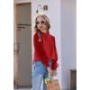 Arshiner Girls Long Sleeve Shirts Chiffon Blouses Swiss Dot Frill Neck Casual Loose Cute Top Tee(Red)