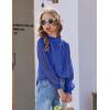 Arshiner Girls Long Sleeve Shirts Chiffon Blouses Swiss Dot Frill Neck Casual Loose Cute Top Tee(Royal Blue 2)