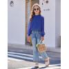 Arshiner Girls Long Sleeve Shirts Chiffon Blouses Swiss Dot Frill Neck Casual Loose Cute Top Tee(Royal Blue 2)
