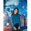 Arshiner Girls Long Sleeve Shirts Chiffon Blouses Swiss Dot Frill Neck Casual Loose Cute Top Tee(Royal Blue)