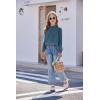 Arshiner Girls Long Sleeve Shirts Chiffon Blouses Swiss Dot Frill Neck Casual Loose Cute Top Tee(Royal Blue)