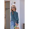Arshiner Girls Long Sleeve Shirts Chiffon Blouses Swiss Dot Frill Neck Casual Loose Cute Top Tee(Royal Blue)