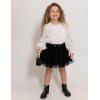 Arshiner Girls Long Sleeve Shirts Chiffon Blouses Swiss Dot Frill Neck Casual Loose Cute Top Tee(White)