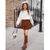 Arshiner Girls Long Sleeve Shirts Chiffon Blouses Swiss Dot Frill Neck Casual Loose Cute Top Tee(White)