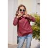 Arshiner Girls Long Sleeve Shirts Chiffon Blouses Swiss Dot Frill Neck Casual Loose Cute Top Tee(Wine Red)