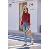 Arshiner Girls Long Sleeve Shirts Chiffon Blouses Swiss Dot Frill Neck Casual Loose Cute Top Tee(Wine Red)
