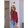 Arshiner Girls Long Sleeve Shirts Chiffon Blouses Swiss Dot Frill Neck Casual Loose Cute Top Tee(Wine Red)