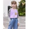 Arshiner Girls Long Sleeve Shirts Color Block Casual Cute Top Tee Blouse with Fashion Pocket(Purple/Leopard)