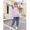 Arshiner Girls Long Sleeve Shirts Color Block Casual Cute Top Tee Blouse with Fashion Pocket(Purple/Leopard)