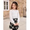 Arshiner Girls Puff Long Sleeve Shirts Ribbed Knit Cute Casual Crewneck Tops Blouse Tee(White)