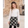 Arshiner Girls Puff Long Sleeve Shirts Ribbed Knit Cute Casual Crewneck Tops Blouse Tee(White)