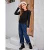 Arshiner Girls Puff Long Sleeve Shirts Twist Front Ribbed Knit T Shirt Crop Tops Tee Blouse(Black)