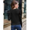 Arshiner Girls Puff Long Sleeve Shirts Twist Front Ribbed Knit T Shirt Crop Tops Tee Blouse(Black)