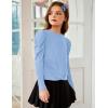 Arshiner Girls Puff Long Sleeve Shirts Twist Front Ribbed Knit T Shirt Crop Tops Tee Blouse(Light Blue)