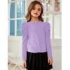 Arshiner Girls Puff Long Sleeve Shirts Twist Front Ribbed Knit T Shirt Crop Tops Tee Blouse(Lilac)