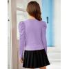 Arshiner Girls Puff Long Sleeve Shirts Twist Front Ribbed Knit T Shirt Crop Tops Tee Blouse(Lilac)