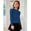 Arshiner Girls Puff Long Sleeve Shirts Twist Front Ribbed Knit T Shirt Crop Tops Tee Blouse(Navy Blue)