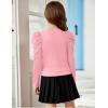 Arshiner Girls Puff Long Sleeve Shirts Twist Front Ribbed Knit T Shirt Crop Tops Tee Blouse(Pink 2)