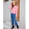 Arshiner Girls Puff Long Sleeve Shirts Twist Front Ribbed Knit T Shirt Crop Tops Tee Blouse(Pink 2)