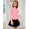 Arshiner Girls Puff Long Sleeve Shirts Twist Front Ribbed Knit T Shirt Crop Tops Tee Blouse(Pink 2)