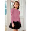 Arshiner Girls Puff Long Sleeve Shirts Twist Front Ribbed Knit T Shirt Crop Tops Tee Blouse(Pink)