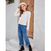Arshiner Girls Puff Long Sleeve Shirts Twist Front Ribbed Knit T Shirt Crop Tops Tee Blouse(White)