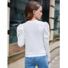 Arshiner Girls Puff Long Sleeve Shirts Twist Front Ribbed Knit T Shirt Crop Tops Tee Blouse(White)