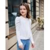 Arshiner Girls Puff Long Sleeve Shirts Twist Front Ribbed Knit T Shirt Crop Tops Tee Blouse(White)