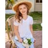 Arshiner Girls Puff Short Sleeve Shirts Pleated Tunic Top Casual V Neck Summer Kids Blouse Tee(White)