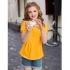 Arshiner Girls Puff Short Sleeve Shirts Pleated Tunic Top Casual V Neck Summer Kids Blouse Tee(Yellow)