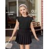 Arshiner Girls Ruffle Short Sleeve Shirts Cute Summer Frill Neck Pleated Textured Blouse Tops(Black)