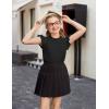 Arshiner Girls Ruffle Short Sleeve Shirts Cute Summer Frill Neck Pleated Textured Blouse Tops(Black)