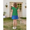 Arshiner Girls Ruffle Short Sleeve Shirts Cute Summer Frill Neck Pleated Textured Blouse Tops(Green)