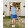 Arshiner Girls Ruffle Short Sleeve Shirts Cute Summer Frill Neck Pleated Textured Blouse Tops(Light Blue)