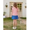 Arshiner Girls Ruffle Short Sleeve Shirts Cute Summer Frill Neck Pleated Textured Blouse Tops(Light Pink)