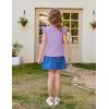 Arshiner Girls Ruffle Short Sleeve Shirts Cute Summer Frill Neck Pleated Textured Blouse Tops(Lilac)