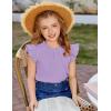 Arshiner Girls Ruffle Short Sleeve Shirts Cute Summer Frill Neck Pleated Textured Blouse Tops(Lilac)