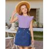 Arshiner Girls Ruffle Short Sleeve Shirts Cute Summer Frill Neck Pleated Textured Blouse Tops(Lilac)